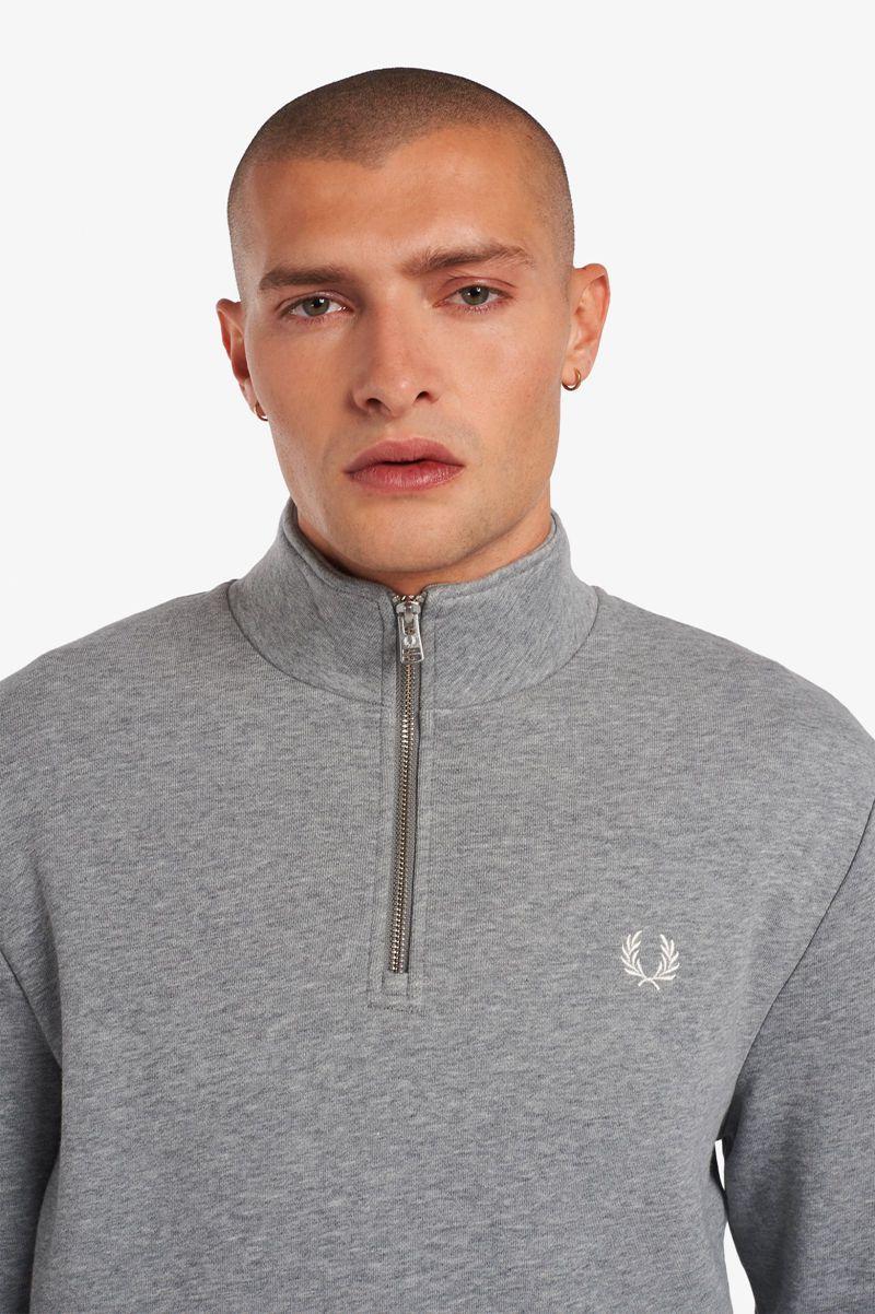 Grey Fred Perry Half Zip Men's Sweatshirts | PH 1586HAPK